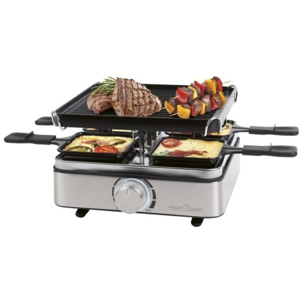 Raclette grill 4 personnes acier inoxydable proficook pc rg1301 inox